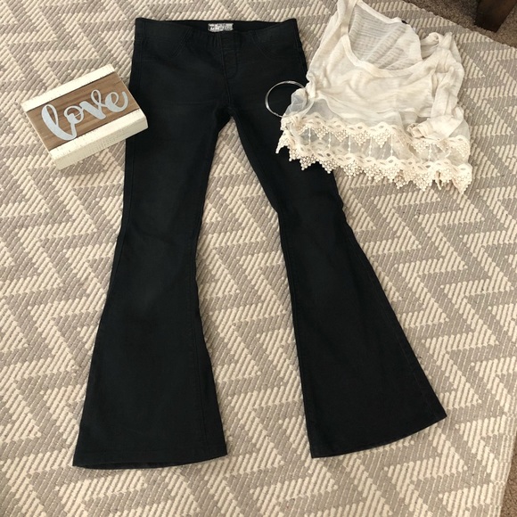 free people black bell bottoms